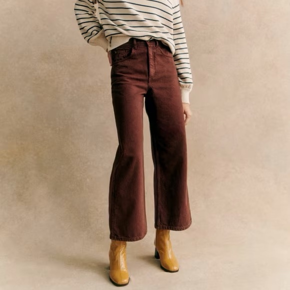 EUC Sézane Le Crop in Brown Size 34/2 - Picture 1 of 6